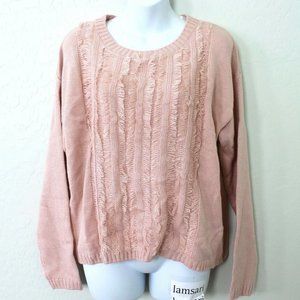 Charlotte Russe Fringe Crew Neck Knit Sweater